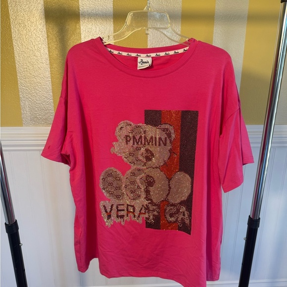 Pink Graphic T-Shirt with Bear Design - Picture 3 of 7